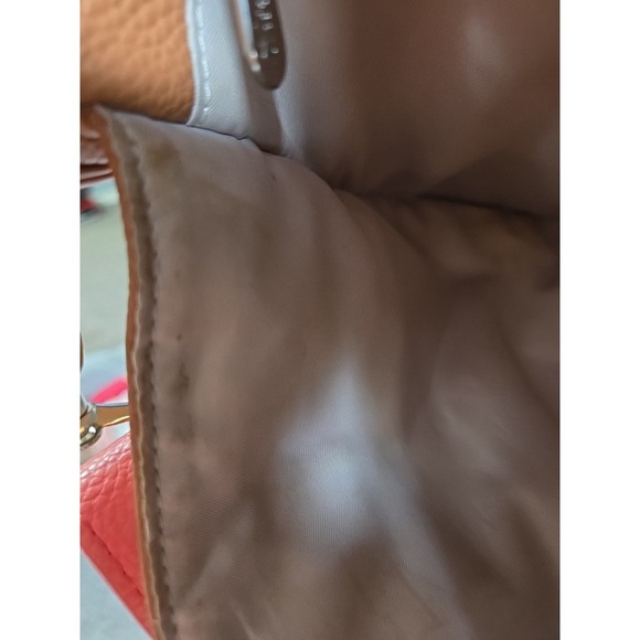 Thirty One Studio Classic Convertible Pebbled Leather Crossbody Bag Khaki Navy - Picture 6 of 6